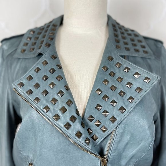 Trouve Grey Leather Studded Jacket - Picture 2 of 4